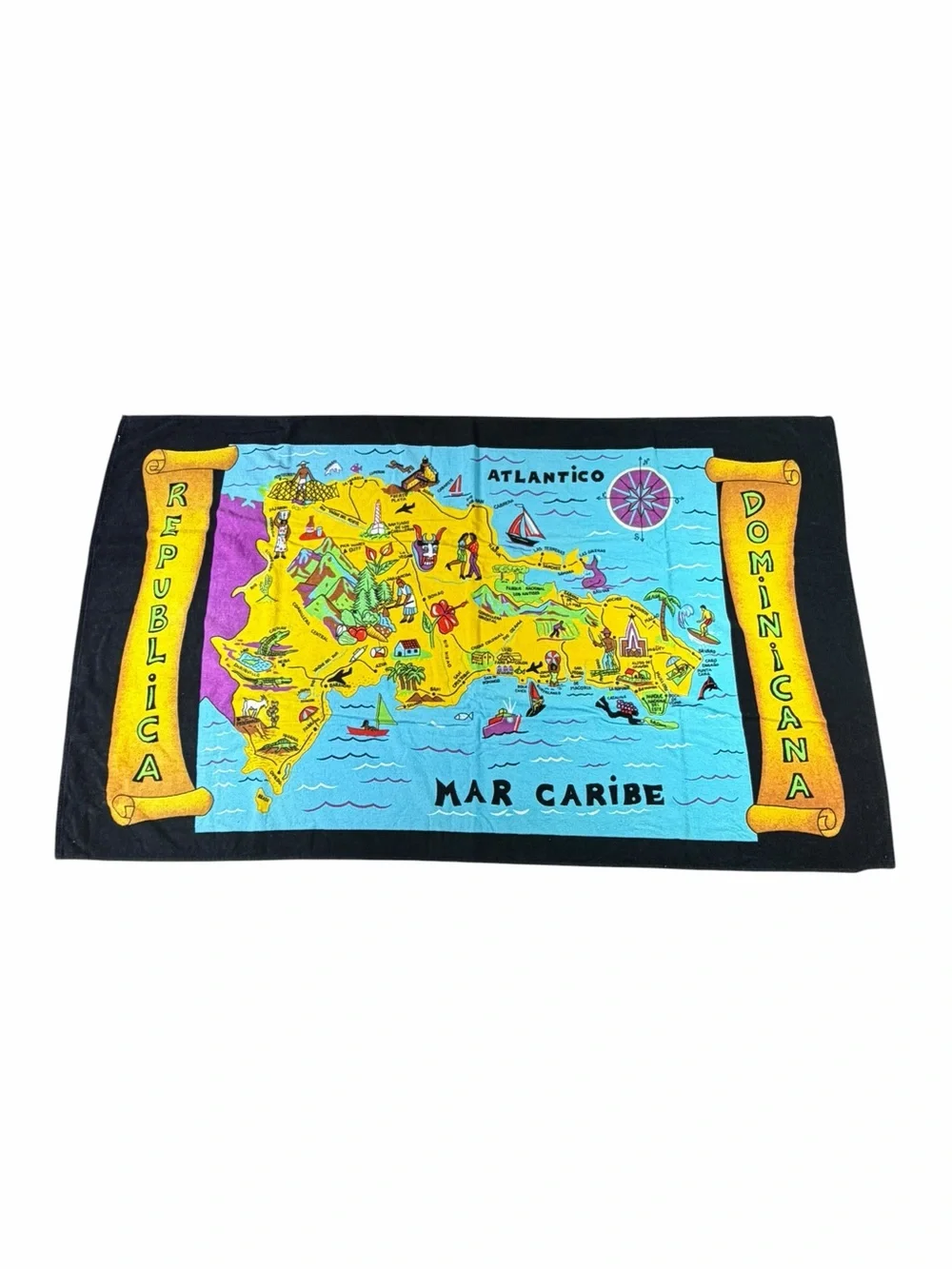 Vintage Hilasal REPUBLICA DOMINICA Map 100% Cotton Beach Towel